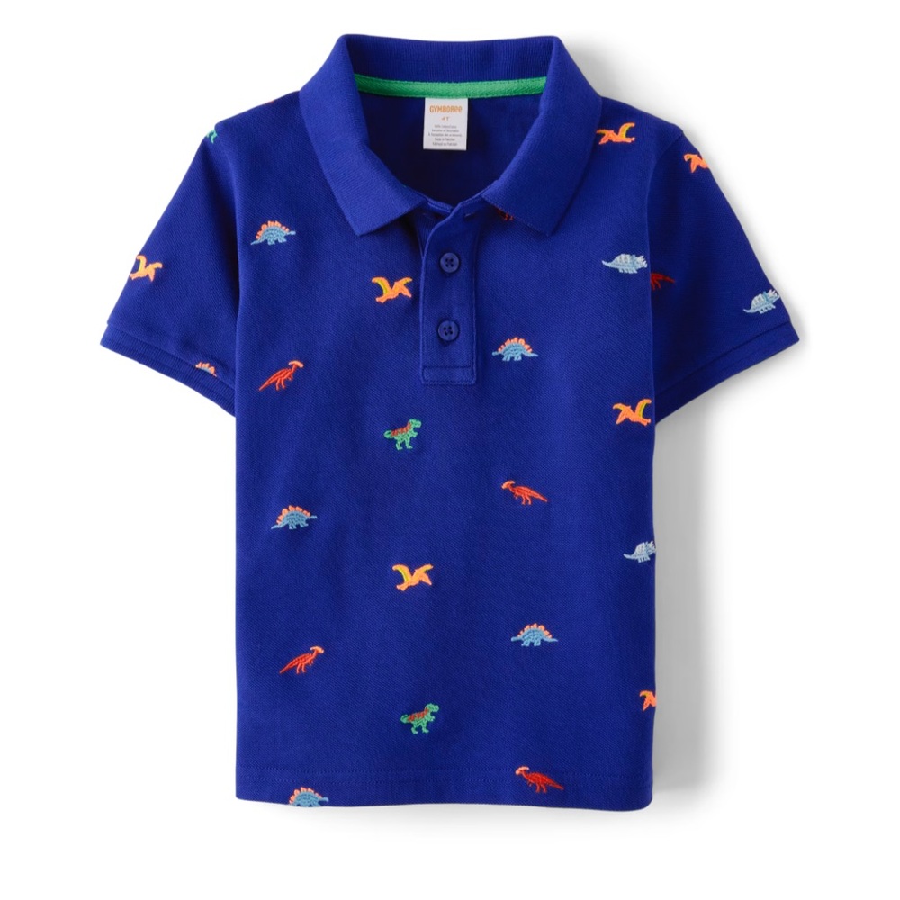 NWT Gymboree - Boys Schiffli Dino Polo - Little Classics - Navy Narrows; 2T